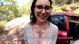 The car was fixed, and the girl got a hard ass fuck