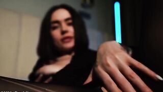 A pretty girl with big tits gets her pussy juicy from a strong cock