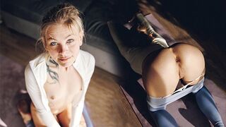 Yoga girl gets her pussy smashed hard in her leggings