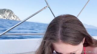 A girl is having fun with the friend of her boyfriend on a yacht