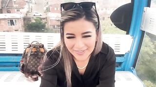 Petite teen rides cock and cable car in public