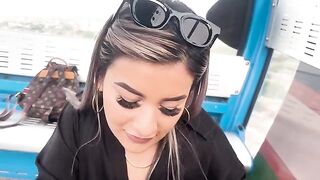 Petite teen rides cock and cable car in public
