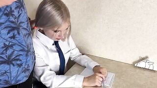 The cute girl seduced her tutor for sex after class