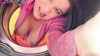 Stepmom got stuck in the washer and got fucked hard