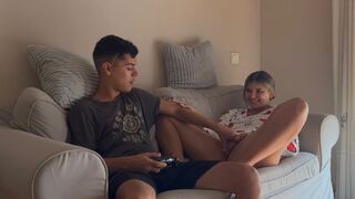 A stepsister won’t let the guy finish his video game