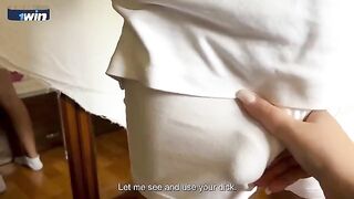 Stepmom with big tits thanks stepson for breakfast with sex