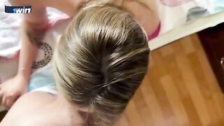 Stepmom with big tits thanks stepson for breakfast with sex