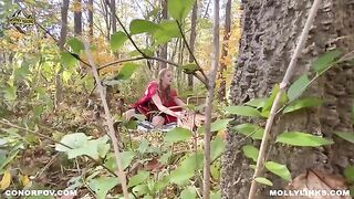 A sexy girl in a red cape was fucked by a big bad wolf in public