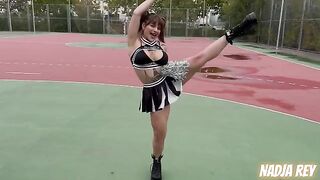 A cheerleader got fucked on the street and she loved it, what a slut!