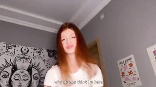 Redhead girl passionately fucks in mini-skirt and stockings