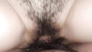 A woman with a wet pussy gets creampied inside after quick sex