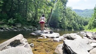 Amateur couple AmyGabe fucked outdoors on mountain hike