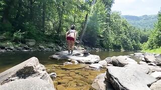 Amateur couple AmyGabe fucked outdoors on mountain hike