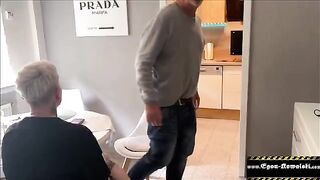 The old man fucked the German amateur in the kitchen