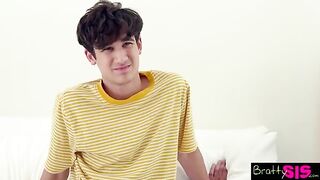 Pervert stepbrother forced his stepsister to lick his cock