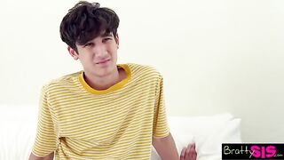 Pervert stepbrother forced his stepsister to lick his cock