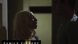 Two naughty step siblings getting it on in a steamy scene