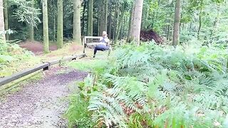 Babe jogging in the wood gets fucked hard by two guys
