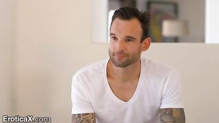 Tattooed Frenchman and hot Latina Eliza Ibarra have sensual sex