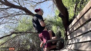 Busty Girl Almost Gets Caught Giving Head by the Lake in Risky Spot