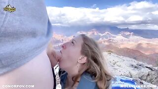 Epic hiking fucking with a big booty amateur blonde on a cliff
