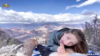 Epic hiking fucking with a big booty amateur blonde on a cliff