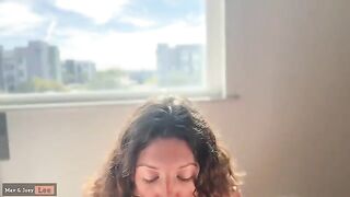 A cute wife got fucked in front of the open window, showcasing her skills