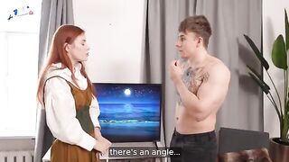 The tailor seduced her client with the help of a red head