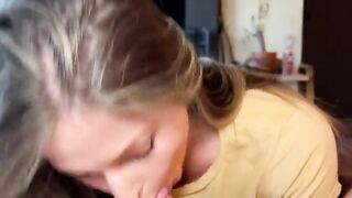 Guy filming his sex with hot brunette babe, waiting to see if she’ll notice