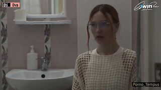 The Russian schoolgirl was fucked by two guys in an intense orgy
