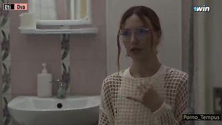 The Russian schoolgirl was fucked by two guys in an intense orgy