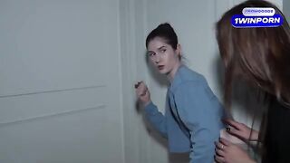 Curious stepdaughters spy on their parents' intimate moments and get inspired
