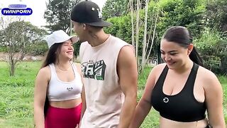 A guy in the park seduces two girlfriends with money for sex