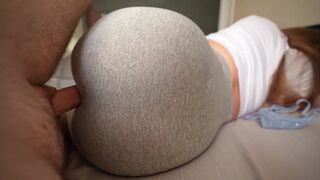 Pervert stepbrother fucks his stepsister through her tight leggings