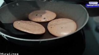A delicious pancake for breakfast and a hard dick from a boyfriend