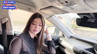 A girl was getting intimate with her ex in the car