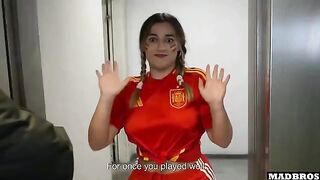 A Spanish supporter got fucked in anal and DP in the parking lot