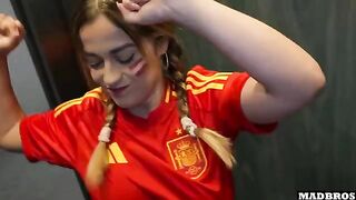 A Spanish supporter got fucked in anal and DP in the parking lot