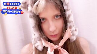 A cute girl with a big dick in her pussy, experiencing intense and deep action