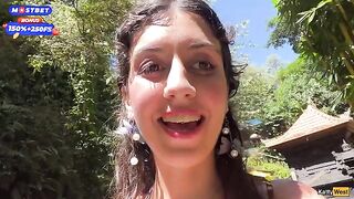 Public blowjob in the bathroom and cumwalk at the waterfall with many people around