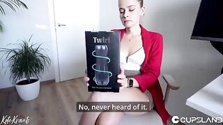 The secretary tried the new stroker and fucked her boss