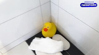 My stepmom caught me jerking off in the bathtub, and she loved it