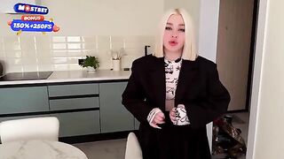 A hot blond girl was fucking with her neighbor because of the problems with her husband