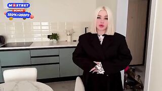 A hot blond girl was fucking with her neighbor because of the problems with her husband