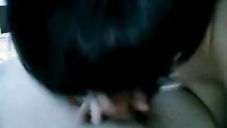 A drunken brunette woke up her husband with a blowjob