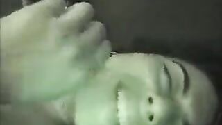 Sex at night in the bedroom with a great view