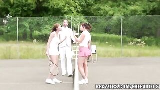 A girl received a tennis racket as a gift and met her rich uncle on the court
