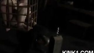 The slave in the cage fulfills all orders of the master