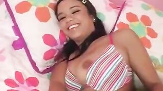 A sexy brunette has sex with a guy with a big dick