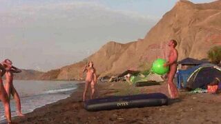 A hot game of badminton with completely naked players